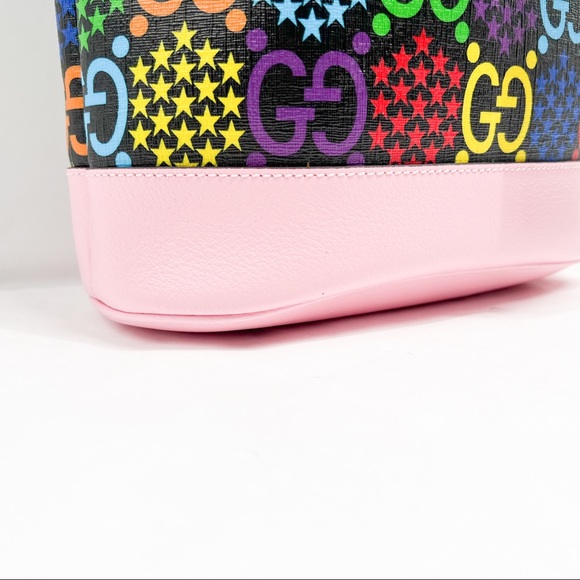 Gucci Psychedelic Multicolor Print Bucket Bag Pink with Drawstring - Picture 5 of 16